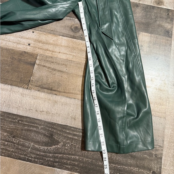 Anthropologie Samira Green Faux Leather Wide Leg Jumpsuit Size 2 - Picture 8 of 13